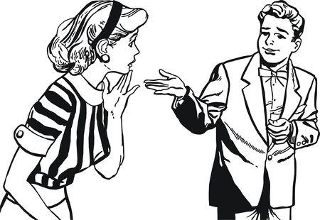 vintage Illustration ,couple of loversの写真素材