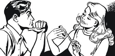 vintage Illustration ,couple of loversの写真素材