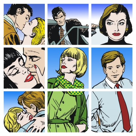 vintage Illustration ,couple of loversの写真素材