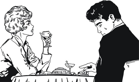 isolated Illustration with a young couple in loveの写真素材