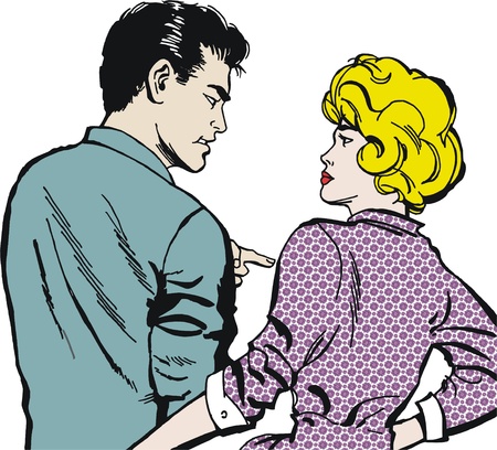 vintage Illustration ,isolated romantic couple of loversの写真素材