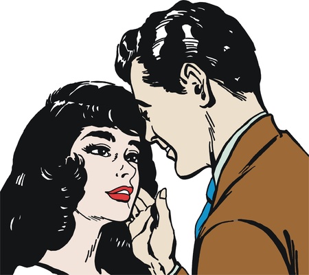 vintage Illustration ,isolated romantic couple of loversの写真素材