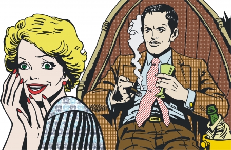 vintage Illustration ,isolated romantic couple of loversの写真素材