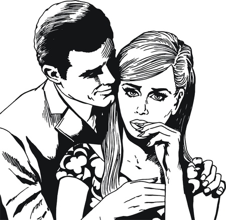 vintage Illustration ,isolated romantic couple of loversの写真素材