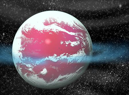 Illustration of space background with planets and starsの写真素材
