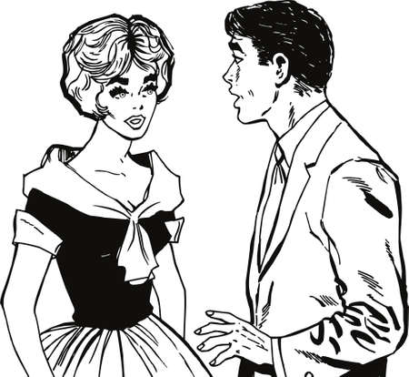 vintage Illustration ,isolated romantic couple of loversの写真素材