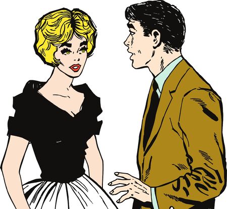 vintage Illustration ,isolated romantic couple of loversの写真素材