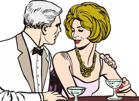 vintage Illustration ,isolated romantic couple of loversの写真素材
