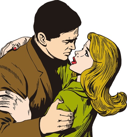vintage Illustration ,isolated romantic couple of loversの写真素材
