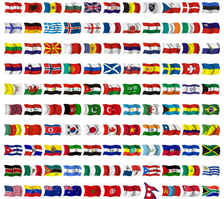 Collection of flags from around the worldのeditorial素材