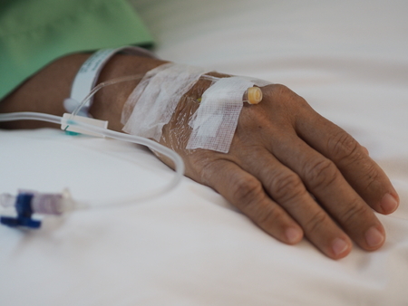 Hand Patients sleep to saline at the hospital wardの写真素材