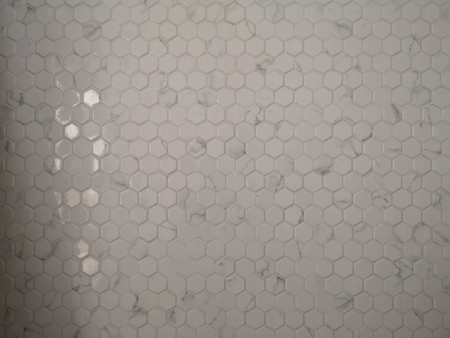 White Mosaic Hexagon wall pattern materialの写真素材