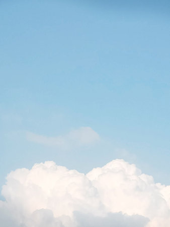 White cloudy in the blue sky natural background, copy space for write text