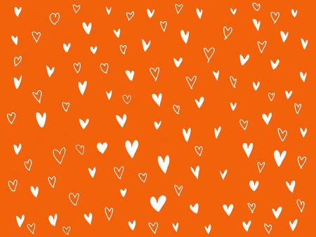 white orange color line draw around red heart icon on paper orange background, hand draw shape symbol love, design elements isolated for love wedding, valentine day, mother day, copy text card, illustrationの写真素材