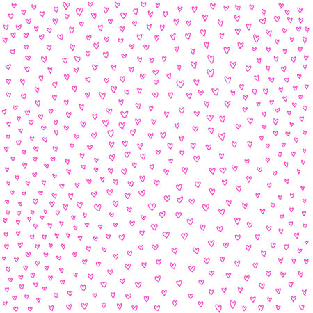 Pink line draw around red heart icon on paper white background, hand draw shape symbol love, design...