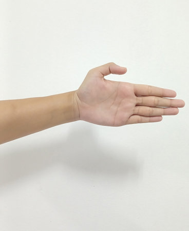 Close up female hands reaching for each other, help, shaking hands, sign arm and hand isolated on a...