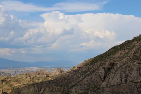 desert of gorafe granada a day with cloudsの写真素材