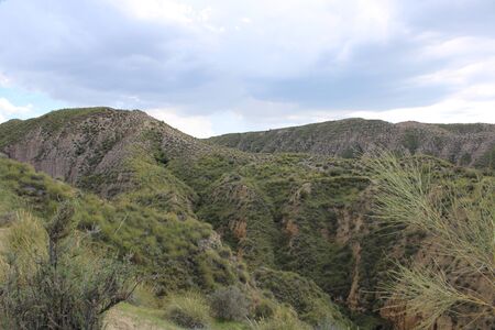desert of gorafe granada a day with cloudsの写真素材