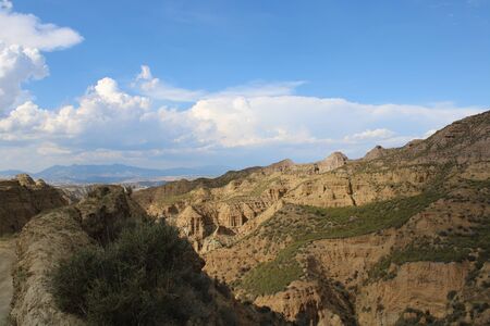 desert of gorafe granada a day with cloudsの写真素材