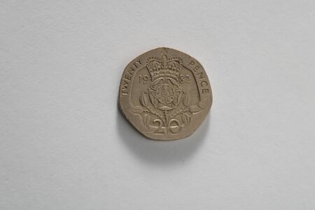 A portrait of a used twenty pence piecの写真素材