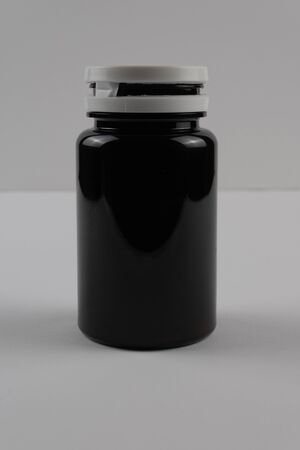 medicine bottle isolated on white background focused imageの写真素材