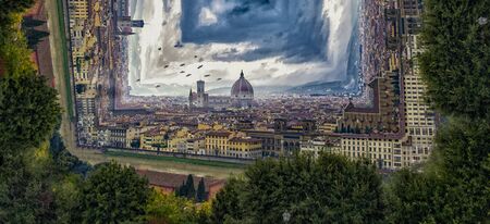 Surreal panoramic view of Florenceの写真素材