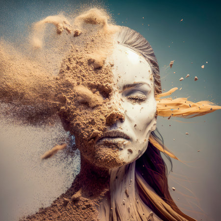 Fantasy portrait of a beautiful woman with sand.の素材