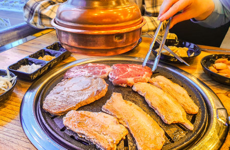 Pork grilled on coals korean styleの写真素材