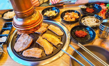 Pork grilled on coals korean styleの写真素材