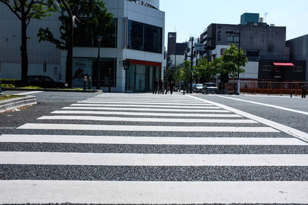 empty cross road in the street of osaka, japan