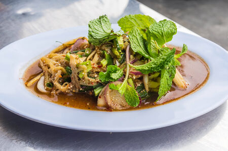 thai style bamboo shoot spicy saladの写真素材