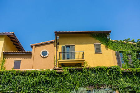 tuscany building with pastel color and clear skyのeditorial素材