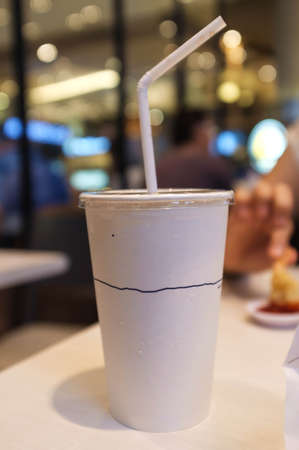 soft drink paper cup in fast food restaurantの写真素材