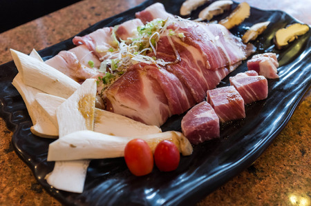 mixed grill pork serve in korean restaurantの写真素材