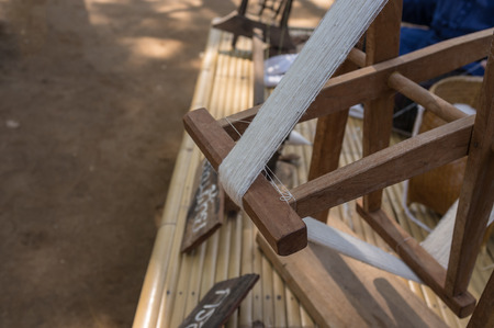 silk weaving tool in Thai traditional villageの写真素材