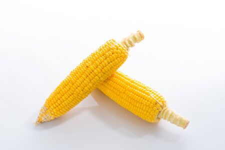 Close up Corn on white acrylic.This is high-key photoの写真素材