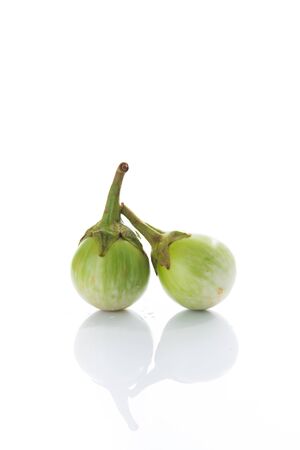 Close up Eggplant on white acrylic.This is high-key photoの写真素材