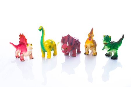 Dinosaur Toy Isolated On White acrylic.This is high-key photoの写真素材
