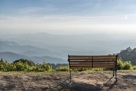 The chair on the mountain at Doi Inthanon, Chiang Mai, Thailandの写真素材