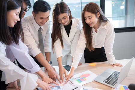 Group of asian young business people Meeting Conference working and communicating