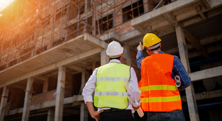 Team construction engineer working in construction site and management in the construction site.