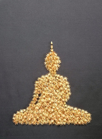 Buddha made of flowersの写真素材