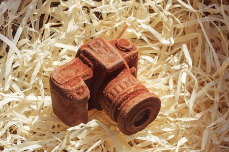 Chocolate SLR camera in the box, creative, dessert, candy,