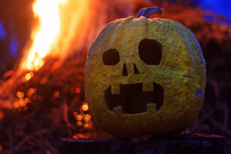 pumpkin head and flame that flaresの写真素材
