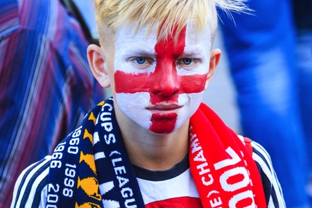 Liverpool fan with a painted faceのeditorial素材
