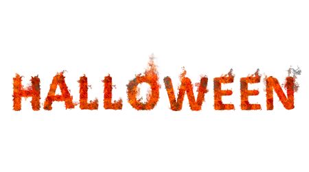 burning word halloween on a white background , international holiday, all saints dayの写真素材