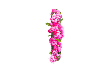 letter I made from white flowers isolated on whiteの写真素材