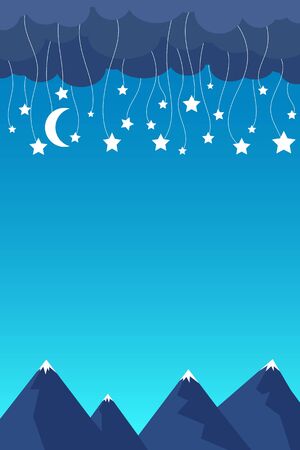 Night background with moon and stars, vector illustrationのイラスト素材