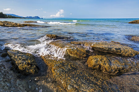Sea and rock coast  at Khanom beach ,Nakhon SiThammaratâ Thailand の写真素材