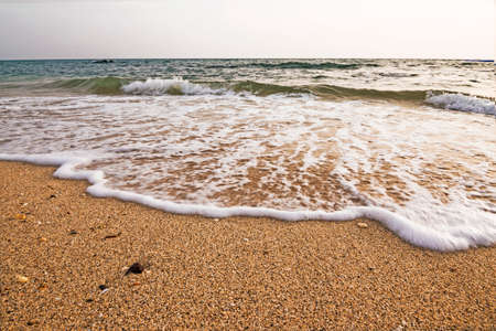 Soft wave of the sea on the sandy beach の写真素材